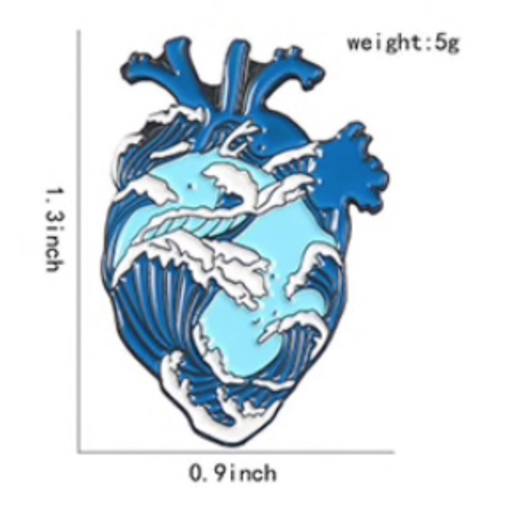 2 Matching Anatomy Heart Scrub Pins Blue Surf Wave - Picture 4 of 13